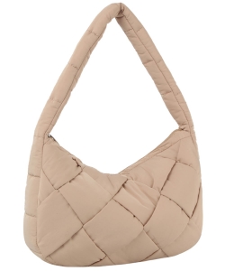 Puffy Woven Nylon Shoulder Bag Hobo JYE0511Puffy Woven Nylon Shoulder Bag Hobo JYE0511 TAUPE